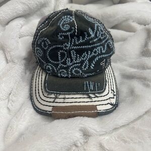 True Religion Vintage Embroidered Distressed Trucker Cap